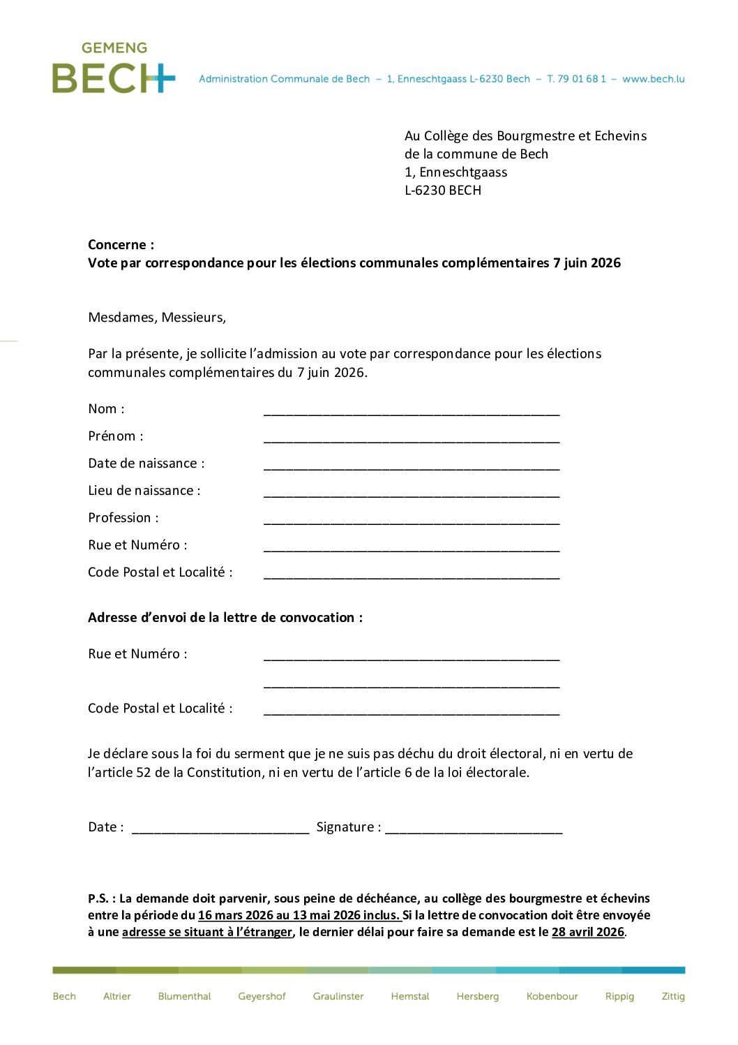 Vote par correspondance