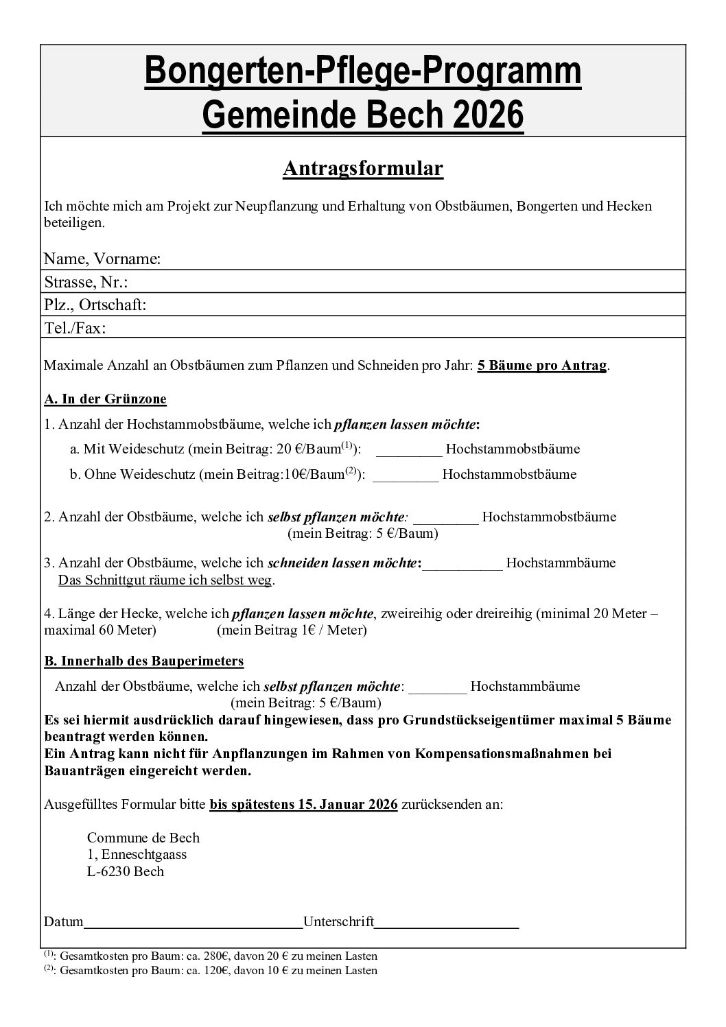 Bongerten-Pflege-Programm Bech 2026